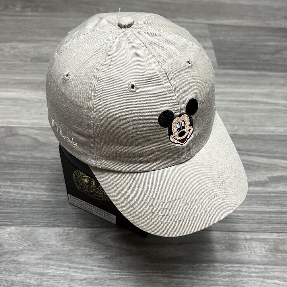 Disney World Hat Baseball Cap‎ Khaki Tan Mickey Mouse Logo Embroidered Florida